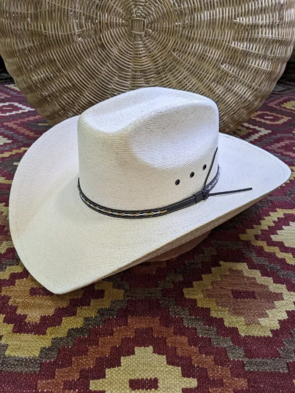 Stetson Square Palm Leaf Cowboy Hat Brick Crown 7 5/8